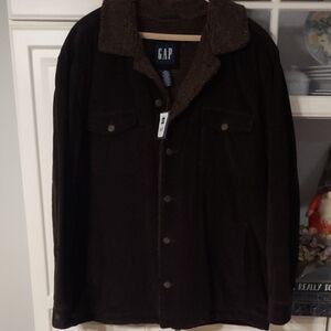 GAP Men's Dark Brown Sherpa Collar Jacket Size XXL